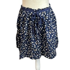 Gap Mini Skirt Drawstring Blue Gold Circle Patterned Womens Size 4